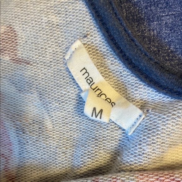 Floral Blue and Red Short Sleeve Top - Picture 5 of 6